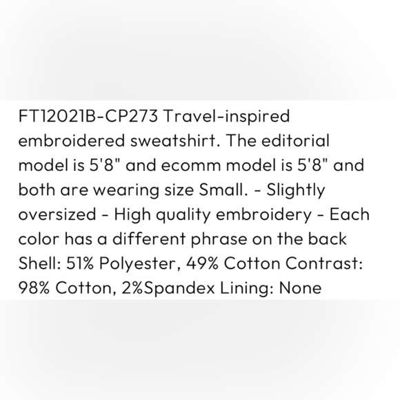 NWOT Dress Forum Portofino Embroidered Sweatshirt - Picture 3 of 7